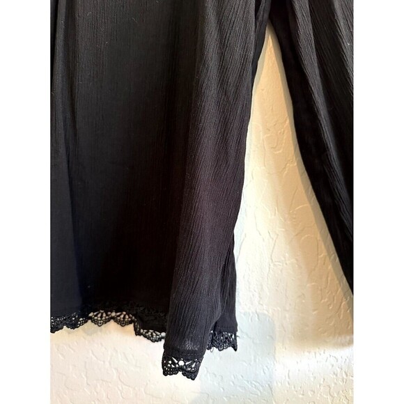 Time and Tru Embroidered Boho Top Women's Size XL Black Bell Long Sleeve - Picture 13 of 16
